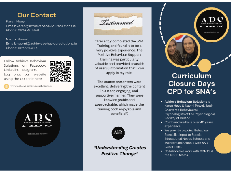 Chartered Behavioural Psychologists providing Positive Behaviour Support for families, schools, practitioners and intellectual disability services across Ireland