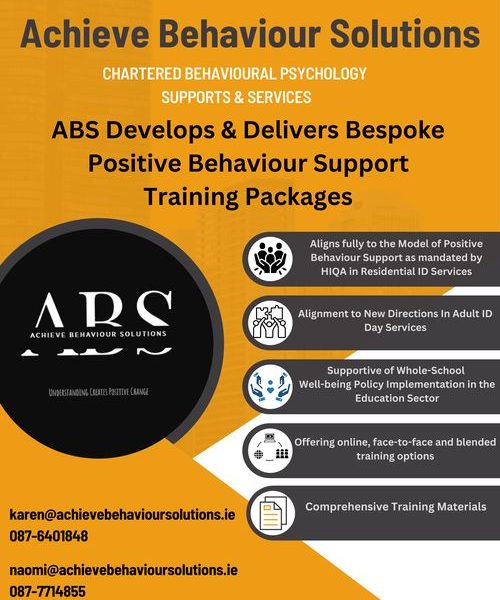 Chartered Behavioural Psychologists providing Positive Behaviour Support for families, schools, practitioners and intellectual disability services across Ireland